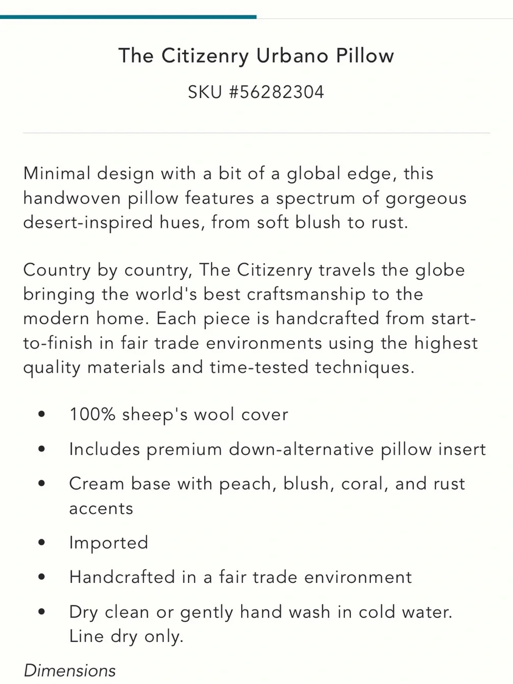 The Citizenry Throw Pillow Wool Cream with Rust Red Stripes